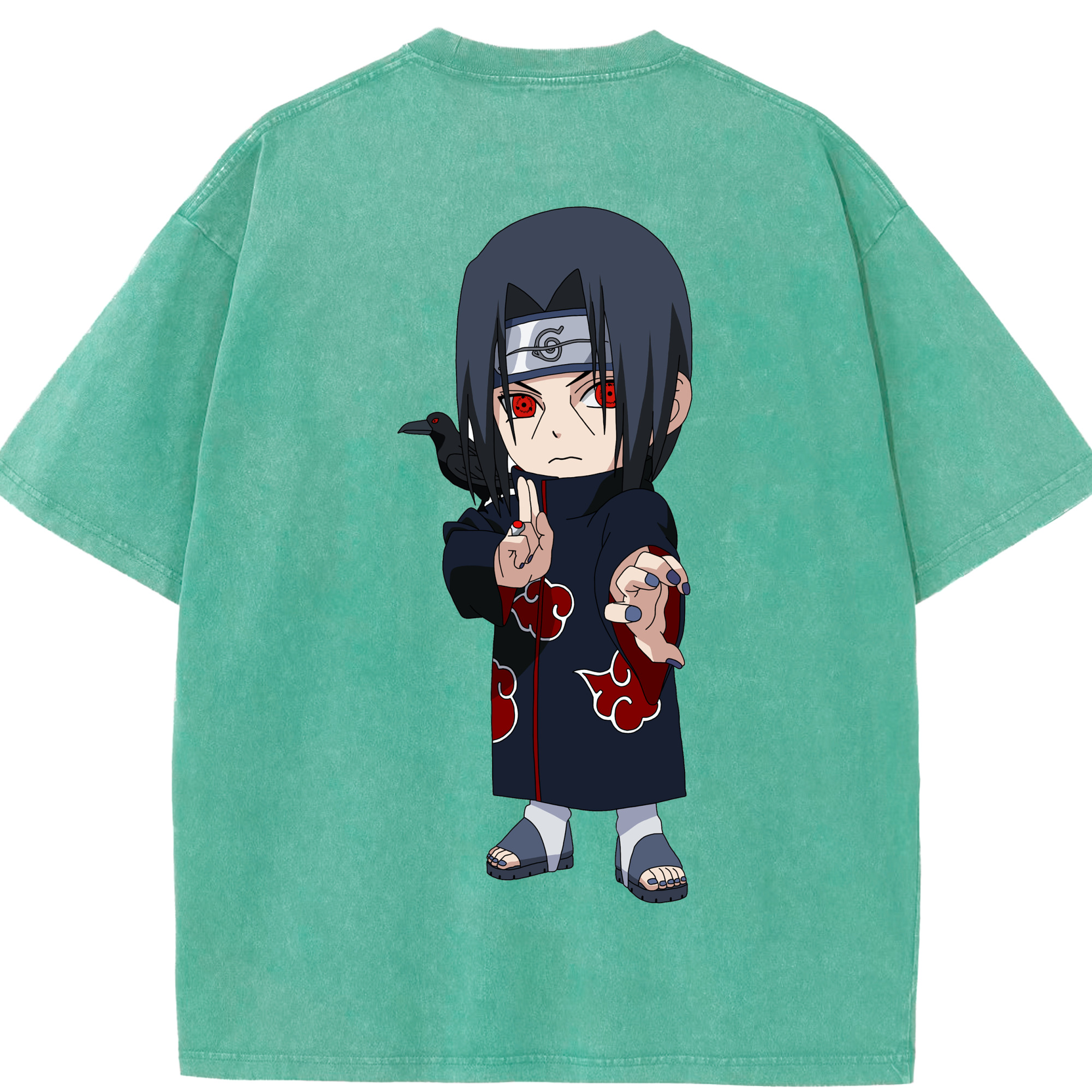 （画像用） NARUTO -ナルト- うちは イタチ Uchiha Itachi 綿100% ヴィンテージ風 半袖Tシャツ（背面プリント）